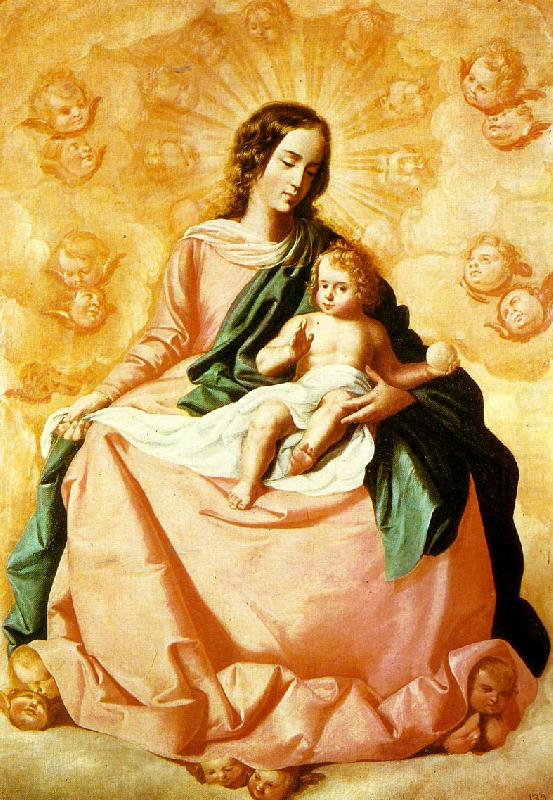 virgin and child in the clouds, Francisco de Zurbaran